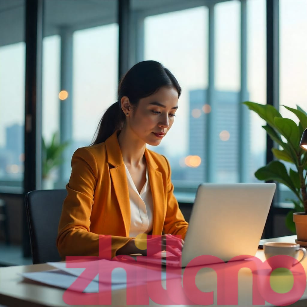 focused and diligent professional female character